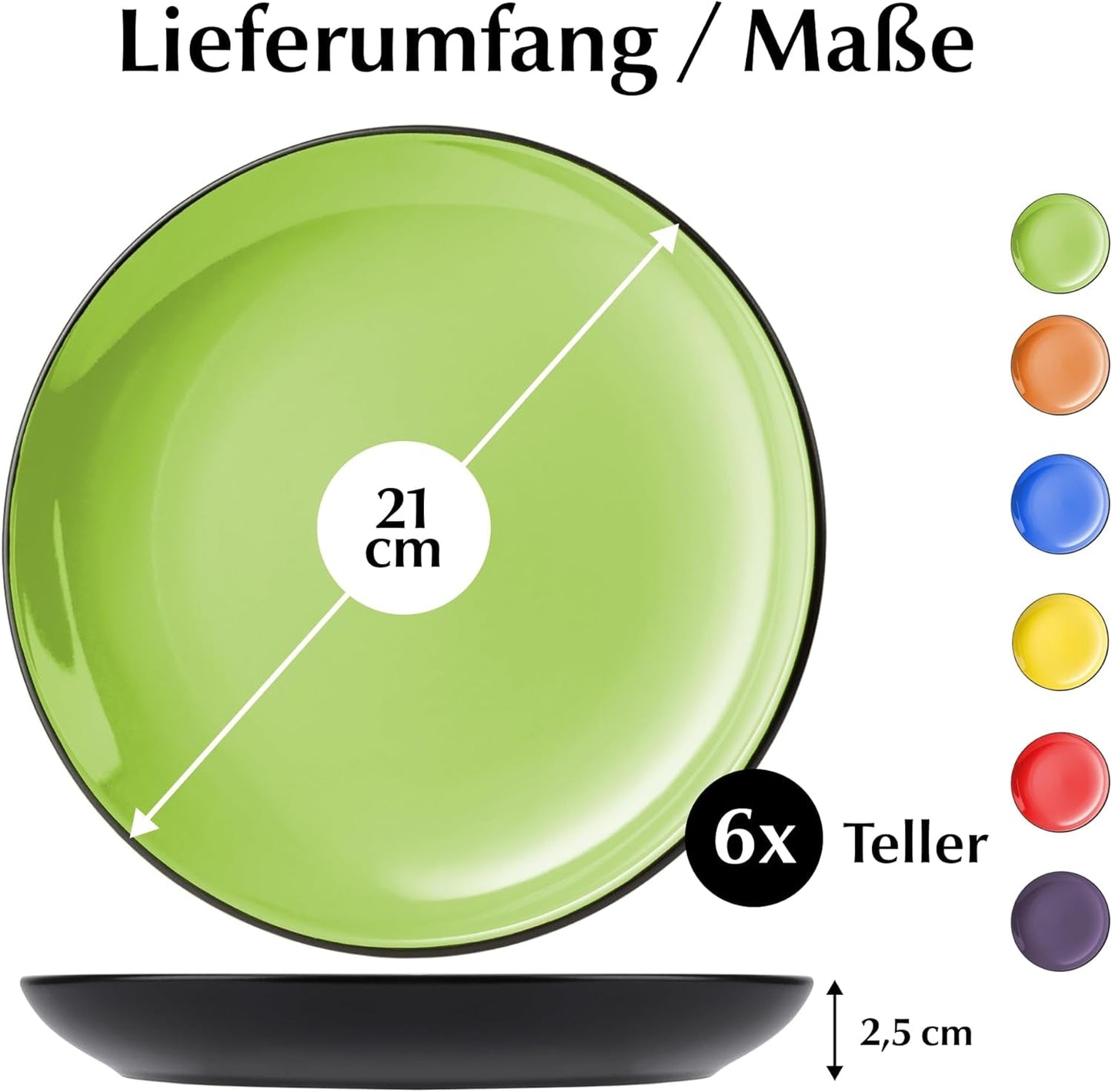 MIAMIO - Sada 6 keramických kameninových talířů/jídelních talířů - kolekce Le Papillon (barevné, malé talíře (6x))