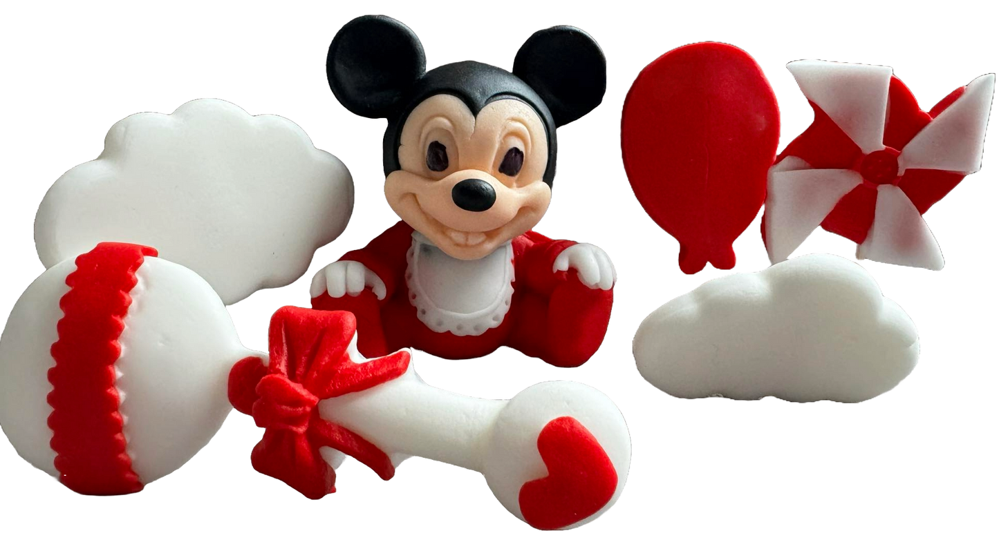 Sada 6 jedlých cukrových dekorací, ozdoby z cukrové pasty Mickey Mouse Naty Shop