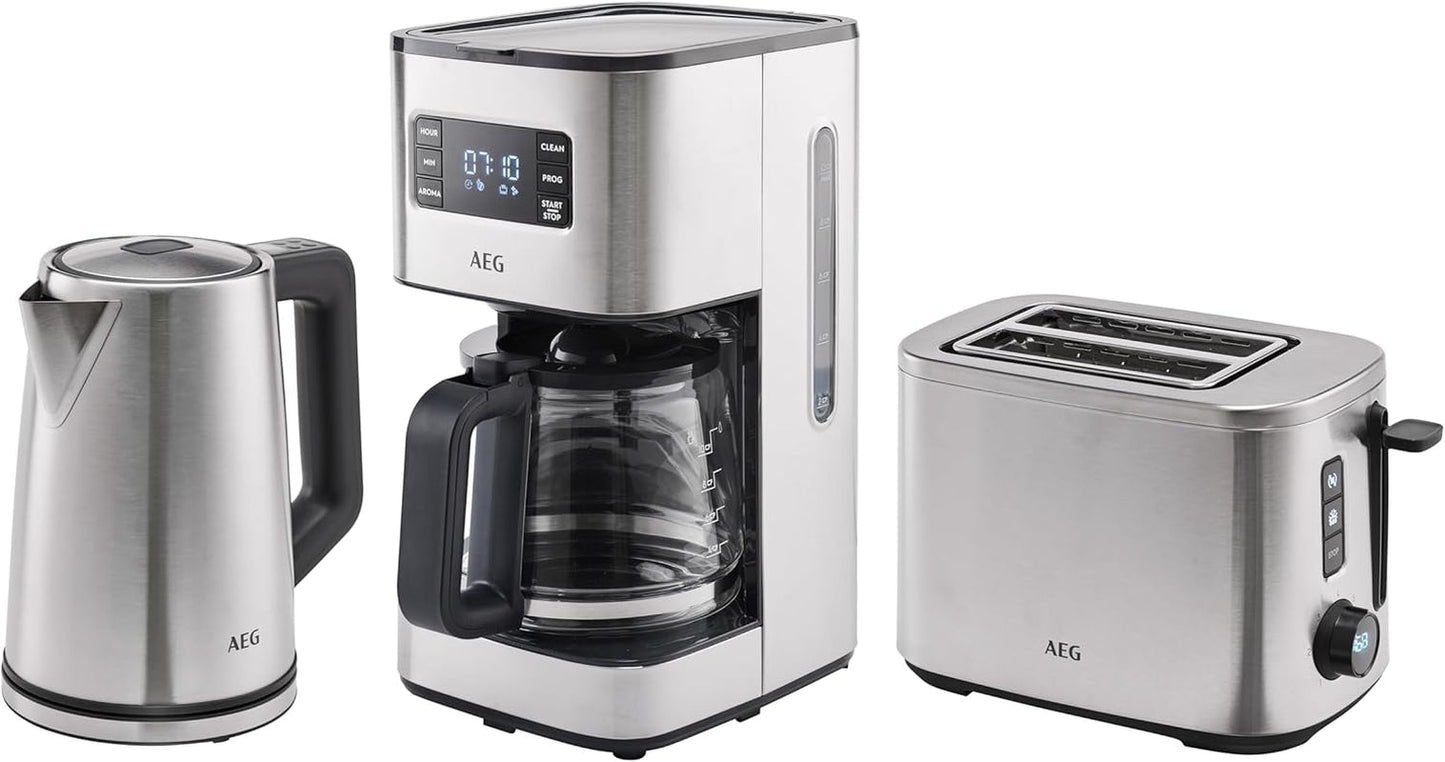 Espresso AEG Deli 5, 1,5 l, programovatelný časovač, funkce udržování teploty, bezpečnostní zastavení, ukazatel hladiny vody, optimální dávkování, funkce proti odkapávání, nerez, CM5-1-6ST