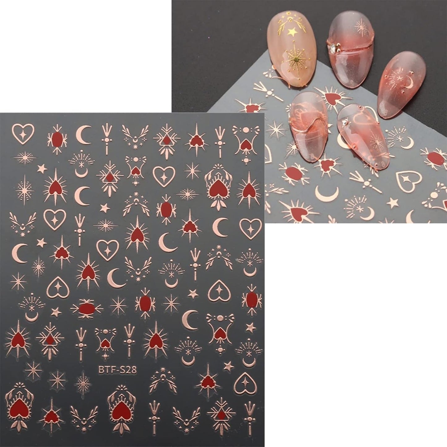JMEOWIO Nálepka na nehty Mond Stern 9 Blatt Nálepka na nehty Selbstklebend Nagelaufkleber Sonne Dekoration Nageldesign Zubehör
