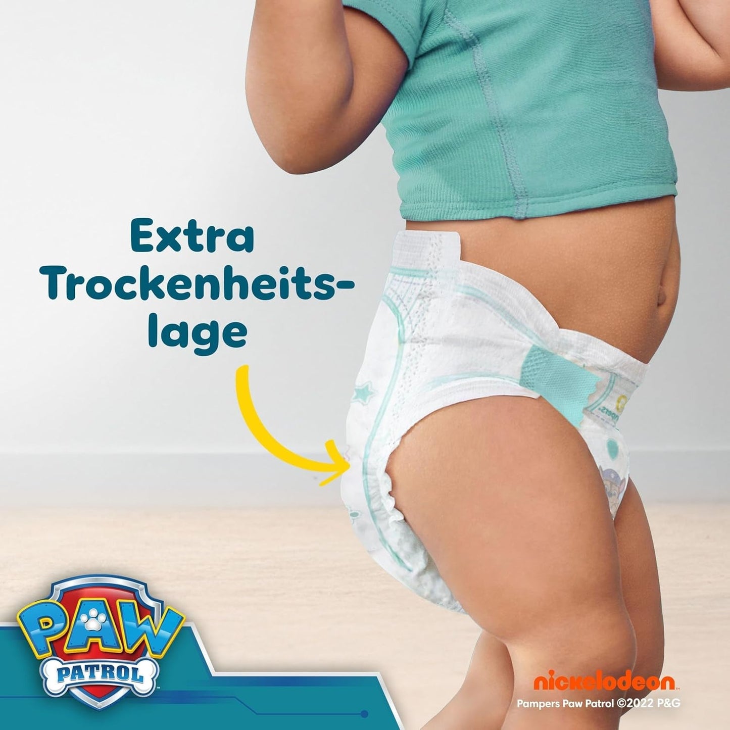 Plenky Pampers Baby-Dry Puppy Patrol Edition, velikost 4, 222 plen, 9 kg - 14 kg, až 100% ochrana proti vytečení a pohodlí po celou noc