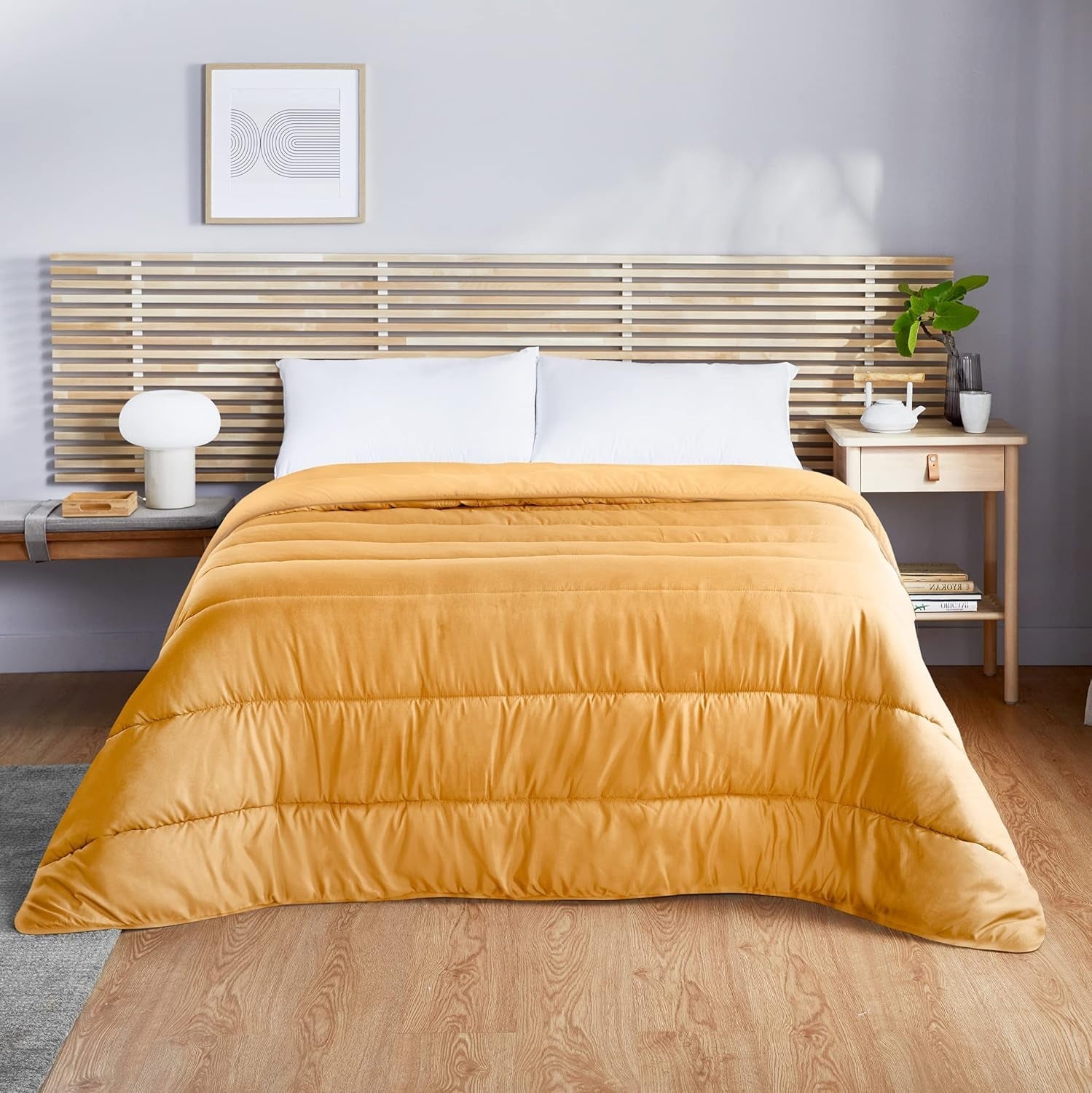 Pikolin Home - Oboustranná přikrývka 300 G - bicolor Nordic výplň - do postele 100/105 - pohodlná, teplá, prodyšná, zelená, 180 X 220 cm Přikrývky a přikrývky Naty Shop