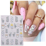 JMEOWIO 6 Blatt 3D Nálepka na nehty Ostern Nail Art Nálepka Selbstklebend Nagelaufkleber 5D Stereoskopisch Süßer Hase Ei Dekoration Nageldesign Zubehör