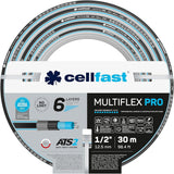 Zahradní hadice Cellfast MULTIFLEX PRO, odolná, 6 vrstev, pletený oplet ATS2, odolný proti UV záření a řasám, bez těžkých kovů, sametová technologie, 35 bar, -20/+65°C, 3/4", 30m