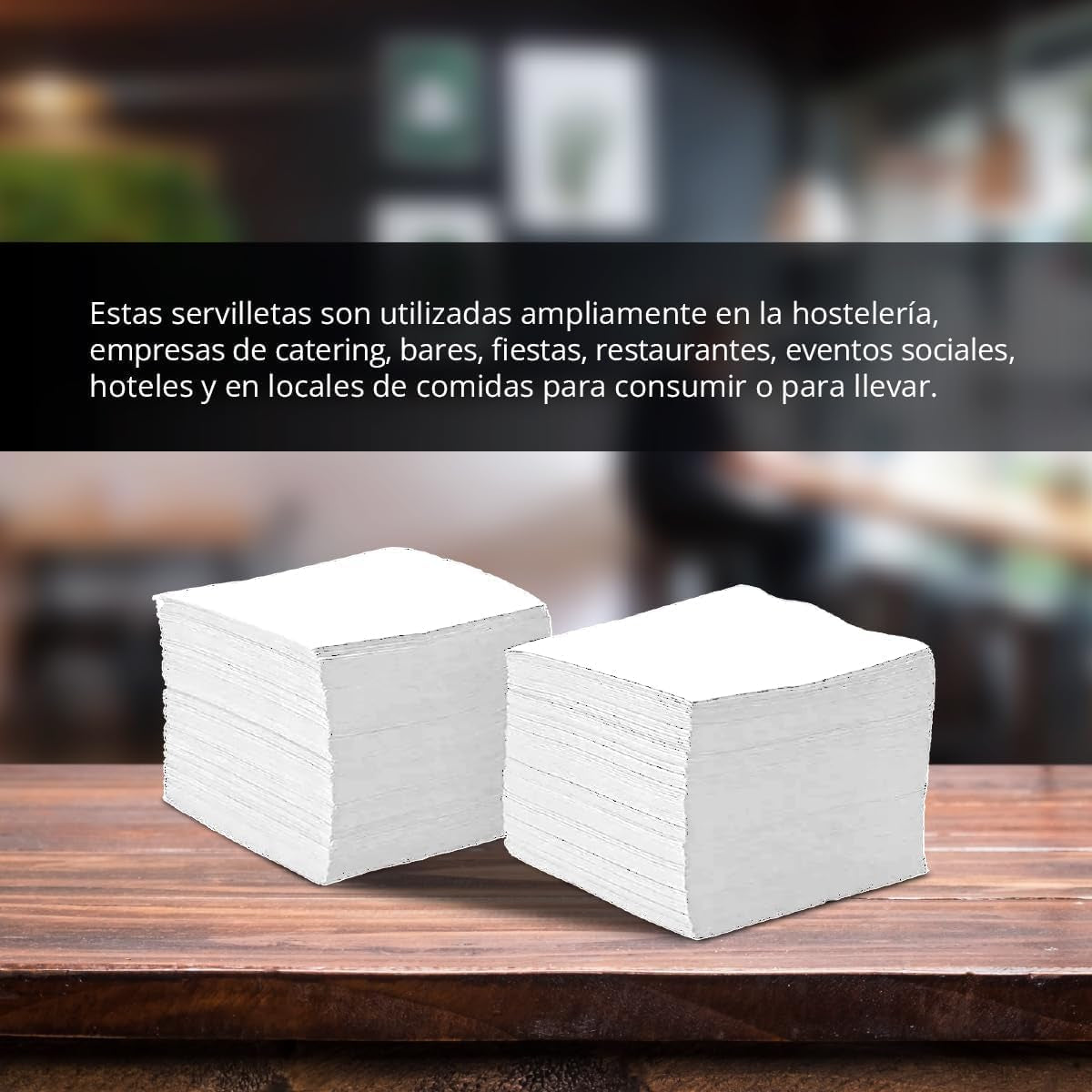 Balení 300 bílých koktejlových papírových ubrousků + držák na ubrousky z nerezové oceli Textura mikroteček Silný absorbent 10 x 10 cm složené dohromady