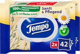 Toaletní ubrousky Tempo "Gentle & Caring" - Megapack - 16 balení po 42 ubrouscích - Duo Packs - s přírodním heřmánkem - toaletní papír, dermatologicky testovaný a neutrální vůči pH pokožky