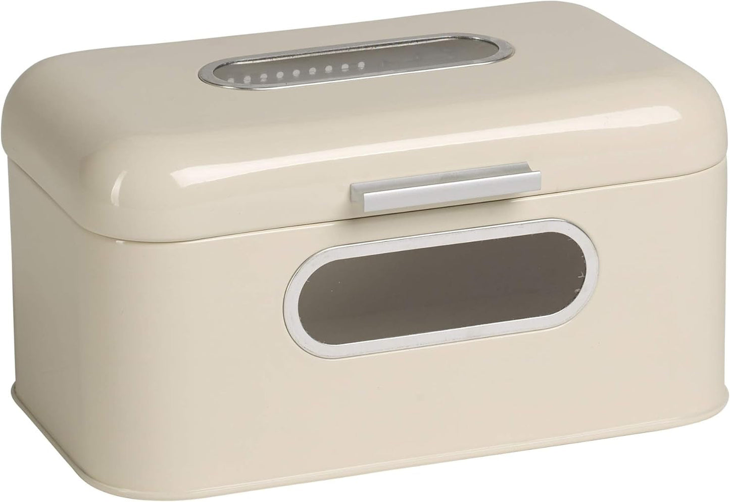 ECHTWERK Retro kovový koš na chléb s okénkem a víkem, sada 3 stylových úložných boxů, objem 1,4 l, červené boxy na potraviny Naty Shop Cream S Single
