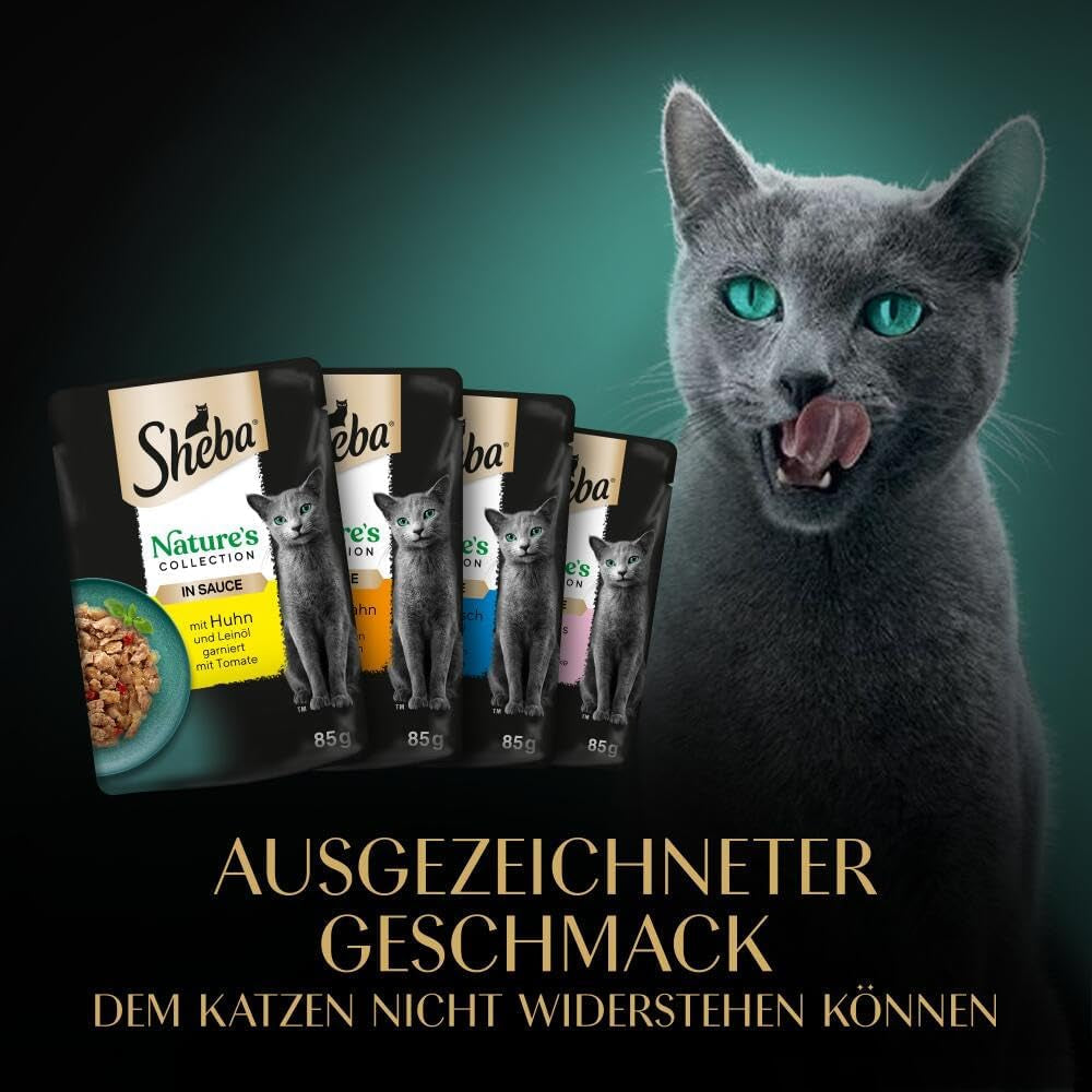 SHEBA Nature's Collection v omáčce – vysoce kvalitní mokré krmivo pro kočky, jemné odrůdy (MSC) v porcovaných sáčcích – 72 x 85 g