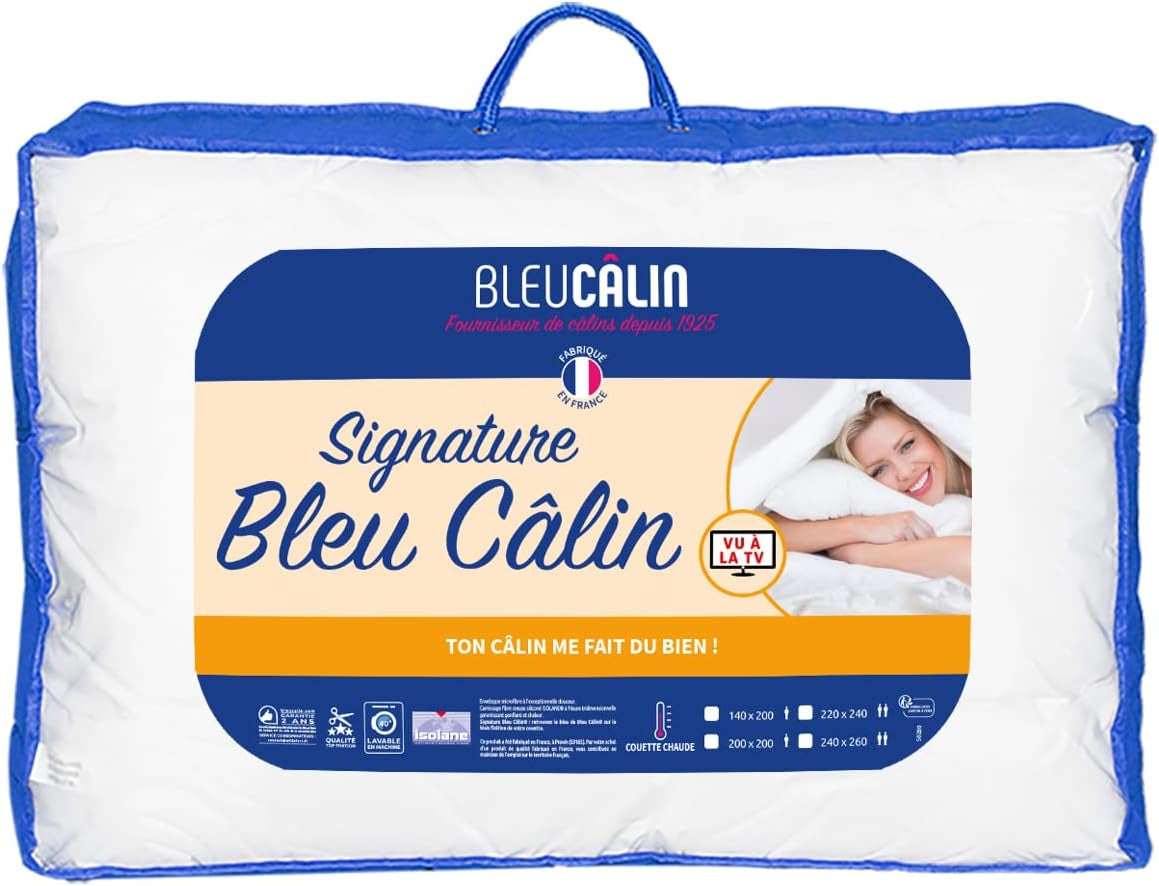 Bleu Câlin Hřejivá přikrývka pro 1 osobu "Gamme Signature", měkký potah z mikrovlákna, 140 X 200 cm Přikrývky a přikrývky Naty Shop
