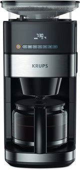 Krups Espresso kávovar KM8328 mletí s mlýnkem | 24hodinový časovač | Nádoba na obilí 180 g | Kapacita 1,25 l až pro 15 šálků kávy | Funkce automatického vypnutí | 3 nastavení mletí | Černý