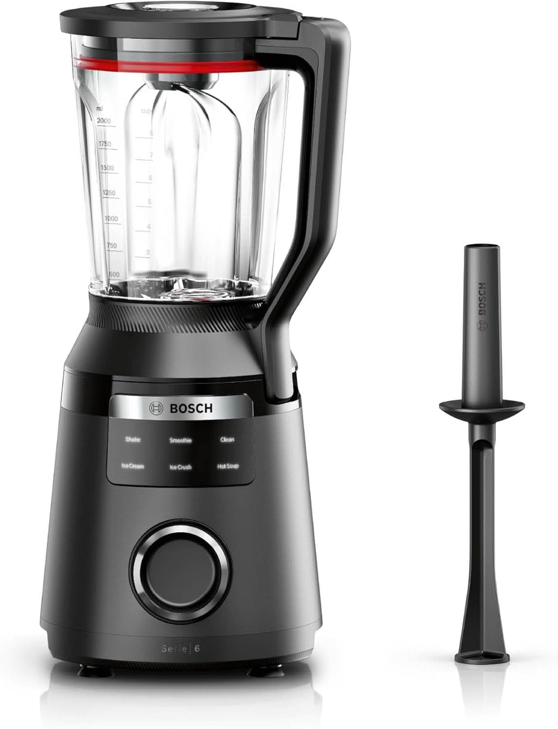 Vysokorychlostní stojanový mixér Vitapower Serie 6 MMBD665B1, 45 000 U/min, 6 programů Inkl Heiße Suppe & Reinigung, 2 L Mixbehälter, Stopfer, Spülmaschinenfeste Teile, Made in Europe, 1800 W, Schwarz Kitchen Naty Shop