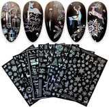 9 Blatt Nagelsticker Weihnachten Nagelaufkleber Selbtklebend Weiß Rentier Schneemann Samolepka na nehty Dekoration Nageldesign Zubehör