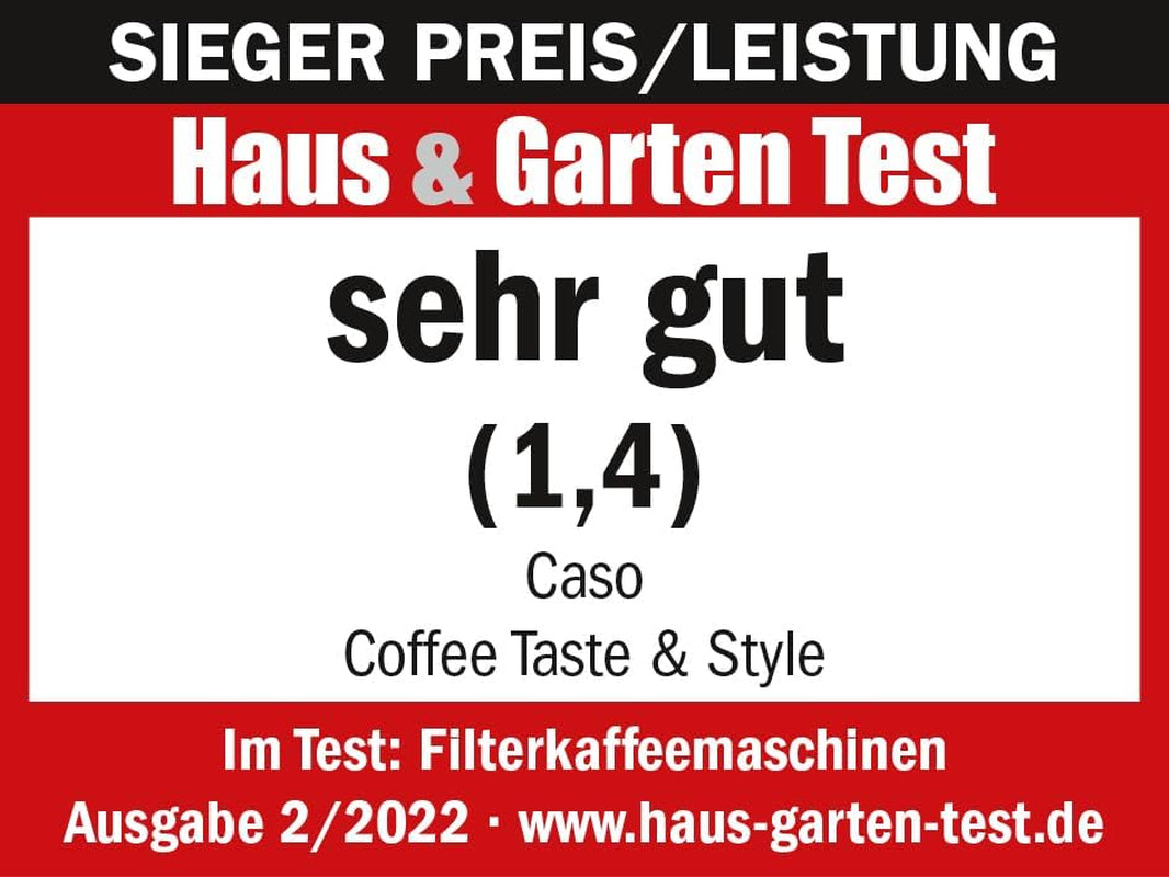 Espresso kávovar CASO Coffee Taste and Style s permanentním filtrem, 1,5 l, optimální teplota spařování 92-96 °C, systém proti odkapávání, optimalizovaná spařovací hlava, nerez, 12 šálků
