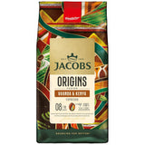 Zrnková káva Jacobs Origins Uganda a Keňa, plné espresso s kořenitým tónem, síla 8/10, celá zrnková káva, 1 kg