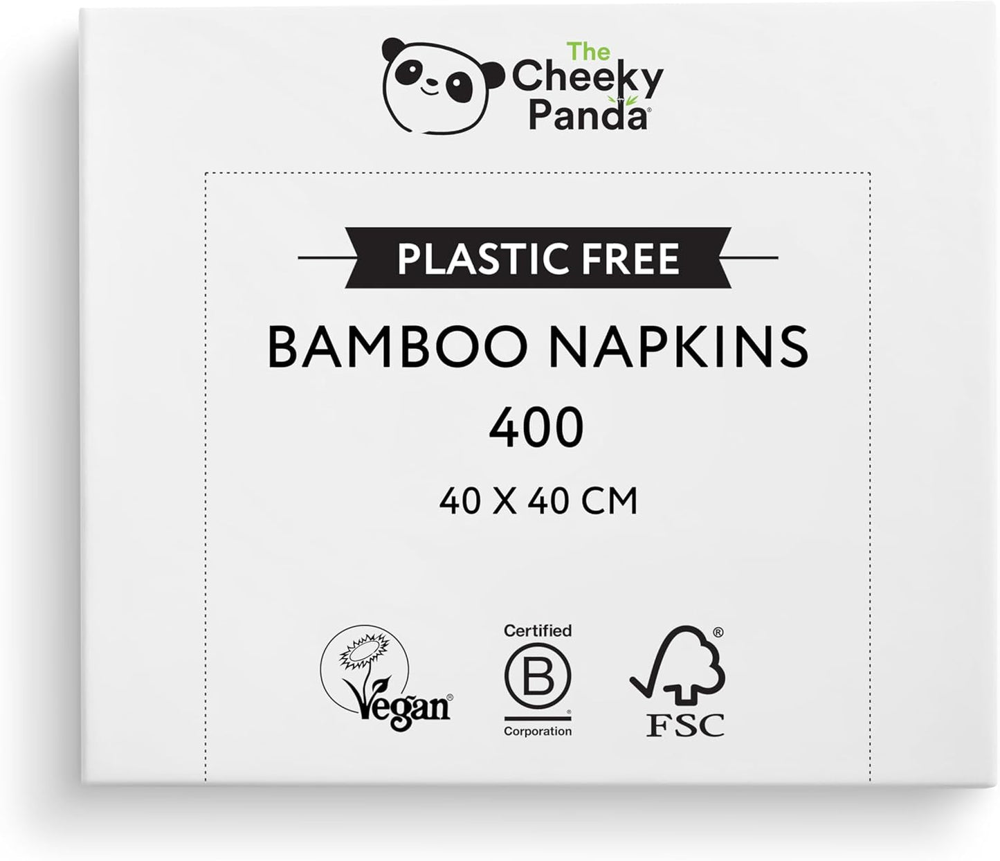 Bambusové koktejlové ubrousky Cheeky Panda | bílé ubrousky 100 kusů papírových ubrousků