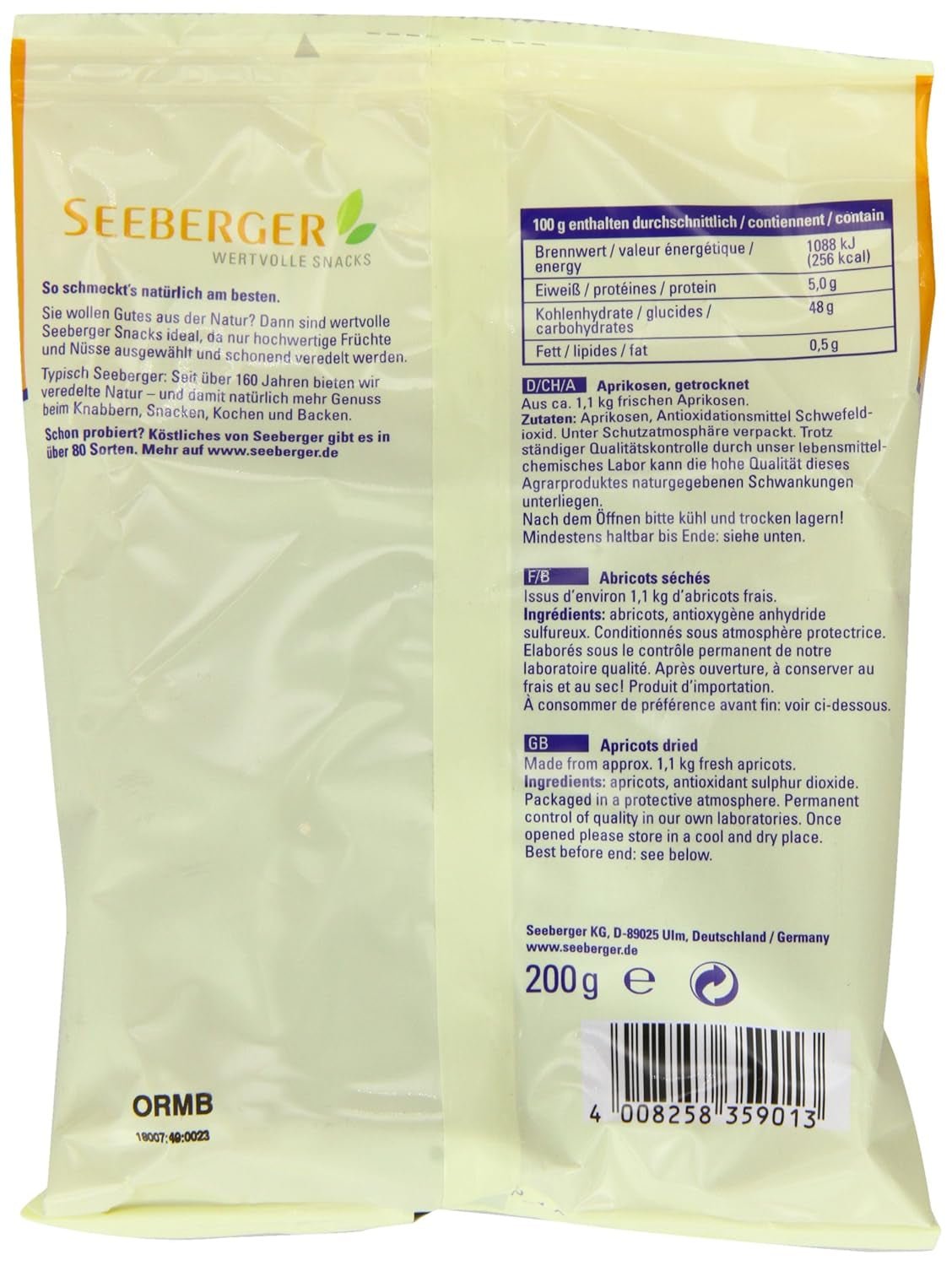 Meruňkový Seeberger 200g Naty Shop dehydratované produkty