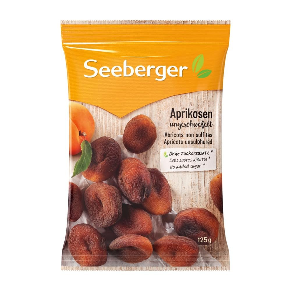 Seeberger Nesířené meruňky: Neupravené sušené meruňky se sladkou ovocnou chutí - Bez přidaného cukru - Bez pecek, Veganské (1 x 125 g) Naty Shop Dehydratované produkty 125 G (balení po 13)