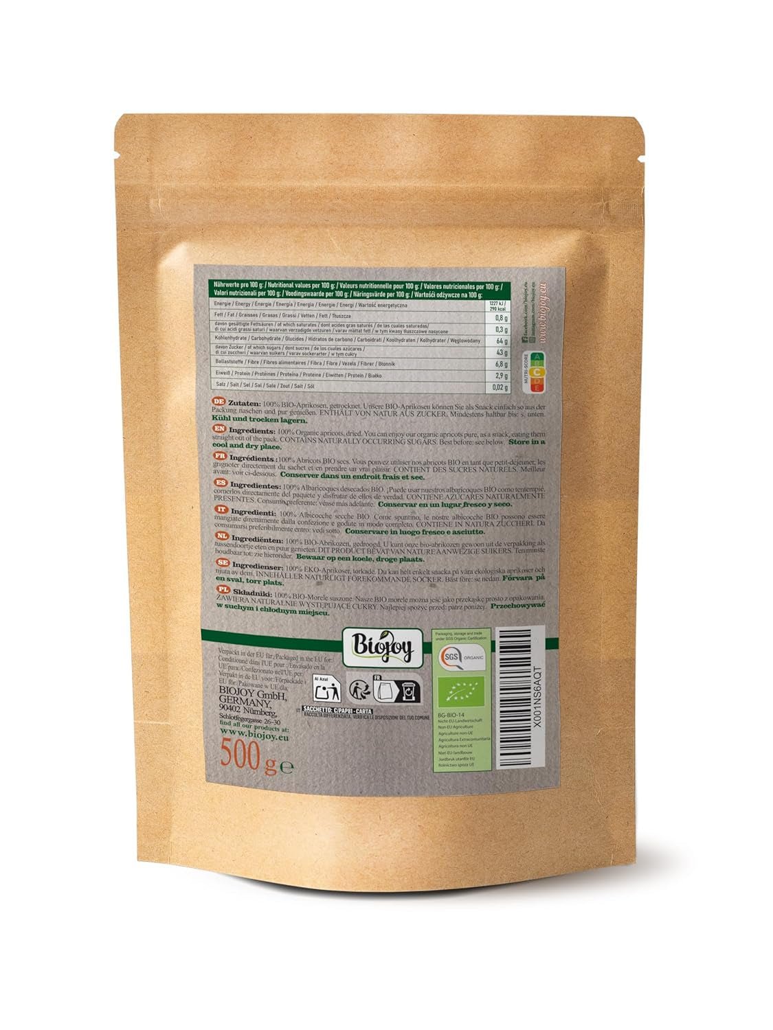 Biojoy sušené meruňky (500 g), nesířené Dehydrované produkty Můj obchod