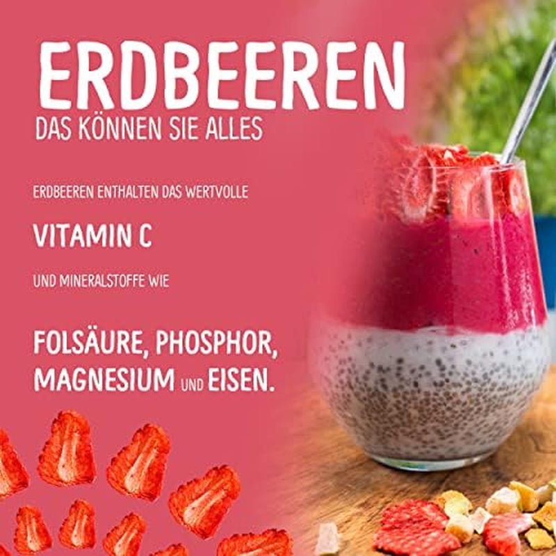 Lyofilizované jahody 300g: neslazené sušené plátky jahod - Lyofilizované jahody s čistým ovocem, plné chuti: lyofilizované bobule - NUTRIPUR sušené ovoce Dehydrované produkty Naty Shop