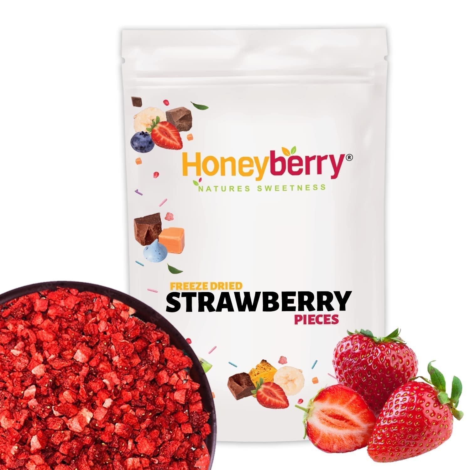 Lyofilizované jahody kousky 100g - Lyofilizované jahody Dehydrované produkty Naty Shop 100G