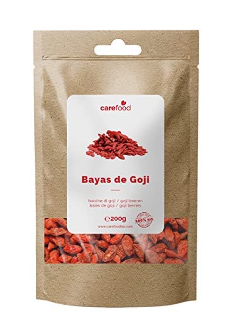 Carefood - Bio Goji Fruits - Superfood 100% přírodní sušené ovoce - Bio svačinka bez přidaného cukru a vhodná pro vegany - sladká chuť s mírnou kyselostí - 200g Dehydrované produkty Naty Shop Výchozí název