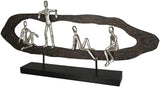 Casablanca moderní design GILDE Deco Sculpture Figure - Best Friends - Hang Out Stříbro, dřevo/hliník - šířka 75 cm Sošky a plastiky Naty Shop