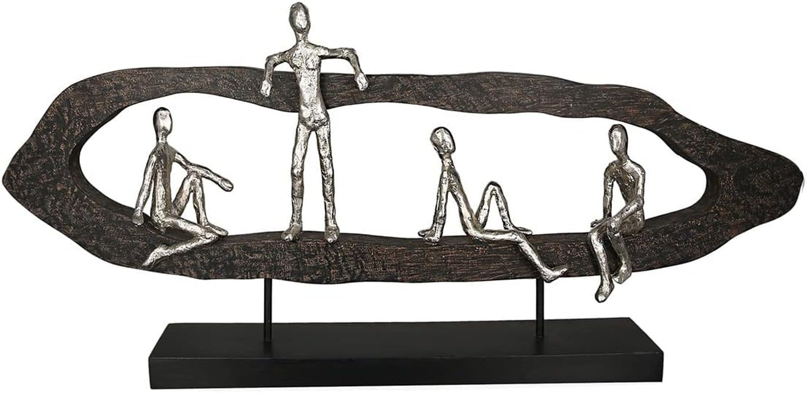 Casablanca moderní design GILDE Deco Sculpture Figure - Best Friends - Hang Out Stříbrná, dřevo/hliník - šířka 75 cm Sošky a plastiky Naty Shop Barvy černá, stříbrná Výška 35 cm