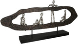 Casablanca moderní design GILDE Deco Sculpture Figure - Best Friends - Hang Out Stříbro, dřevo/hliník - šířka 75 cm Sošky a plastiky Naty Shop