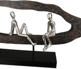 Casablanca moderní design GILDE Deco Sculpture Figure - Best Friends - Hang Out Stříbro, dřevo/hliník - šířka 75 cm Sošky a plastiky Naty Shop