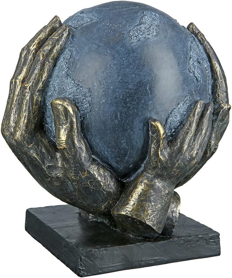 Casablanca moderní design GILDE Deco Sculpture Figura Zachraňte svět - Zeměkoule v rukou - Výška 19 cm Sošky a plastiky Naty Shop