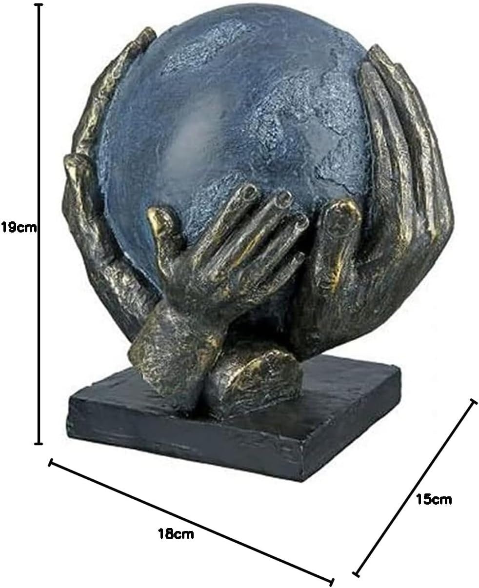 Casablanca moderní design GILDE Deco Sculpture Figura Zachraňte svět - Zeměkoule v rukou - Výška 19 cm Sošky a plastiky Naty Shop