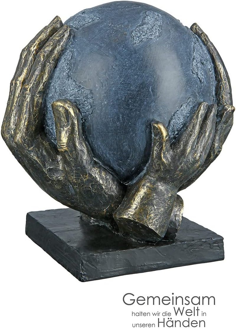 Casablanca moderní design GILDE Deco Sculpture Figura Zachraňte svět - Zeměkoule v rukou - Výška 19 cm Sošky a plastiky Naty Shop