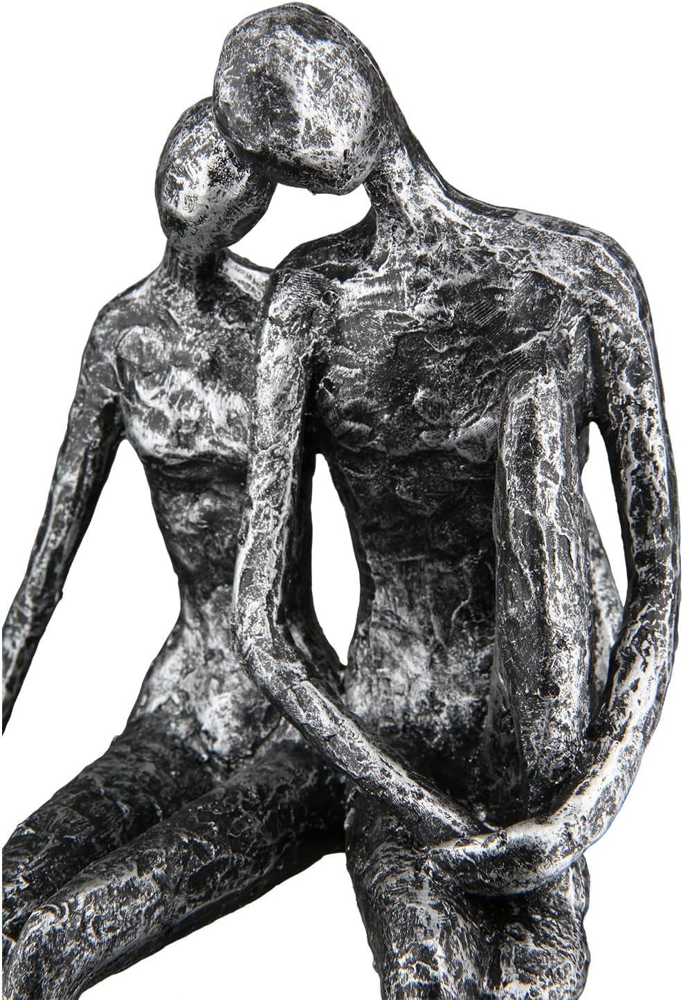 Casablanca Sculpture - Dekorativní figurka pro páry - Polyresin - Barva: starožitná stříbrná Výška 25 cm Sošky a plastiky Naty Shop