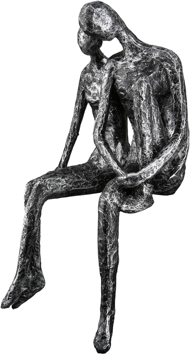 Casablanca Sculpture - Dekorativní figurka pro páry - Polyresin - Barva: starožitná stříbrná Výška 25 cm Sošky a plastiky Naty Shop