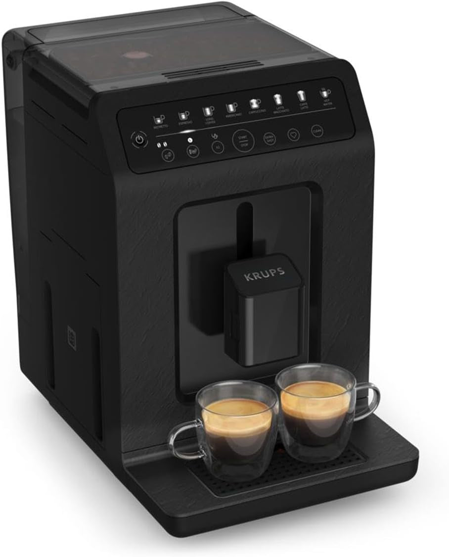 Krups EA897B Evidence ECOdesign automatický kávovar na espresso, funkce automatického espressa a cappuccina, technologie Quattro Force, šálky na mléko jedním dotykem, 8 předvoleb, mléčný systém, 1450 W