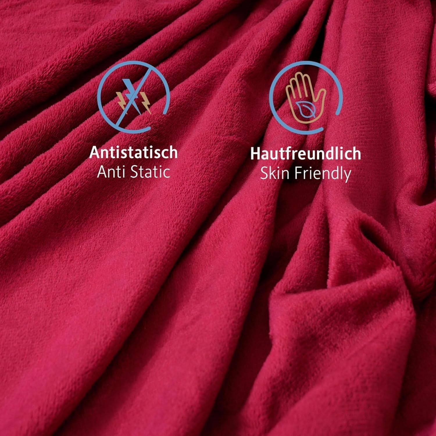 Komfortec útulná deka 150X200 Cm, Öko-Tex certifikovaná chlupatá deka, hřejivá sherpa deka na pohovku, silná deka na pohovku, vínová Postele a přikrývky Besuche den Komfortec-Store
