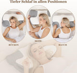 Wellsync Neck Polštář Ergonomický Polštář Paměťová pěna Polštář Ortopedický Polštář pro postranní spáče Zádový spánek Bolesti žaludku Bílá Šedá Krční ortopedické polštáře Naty Shop