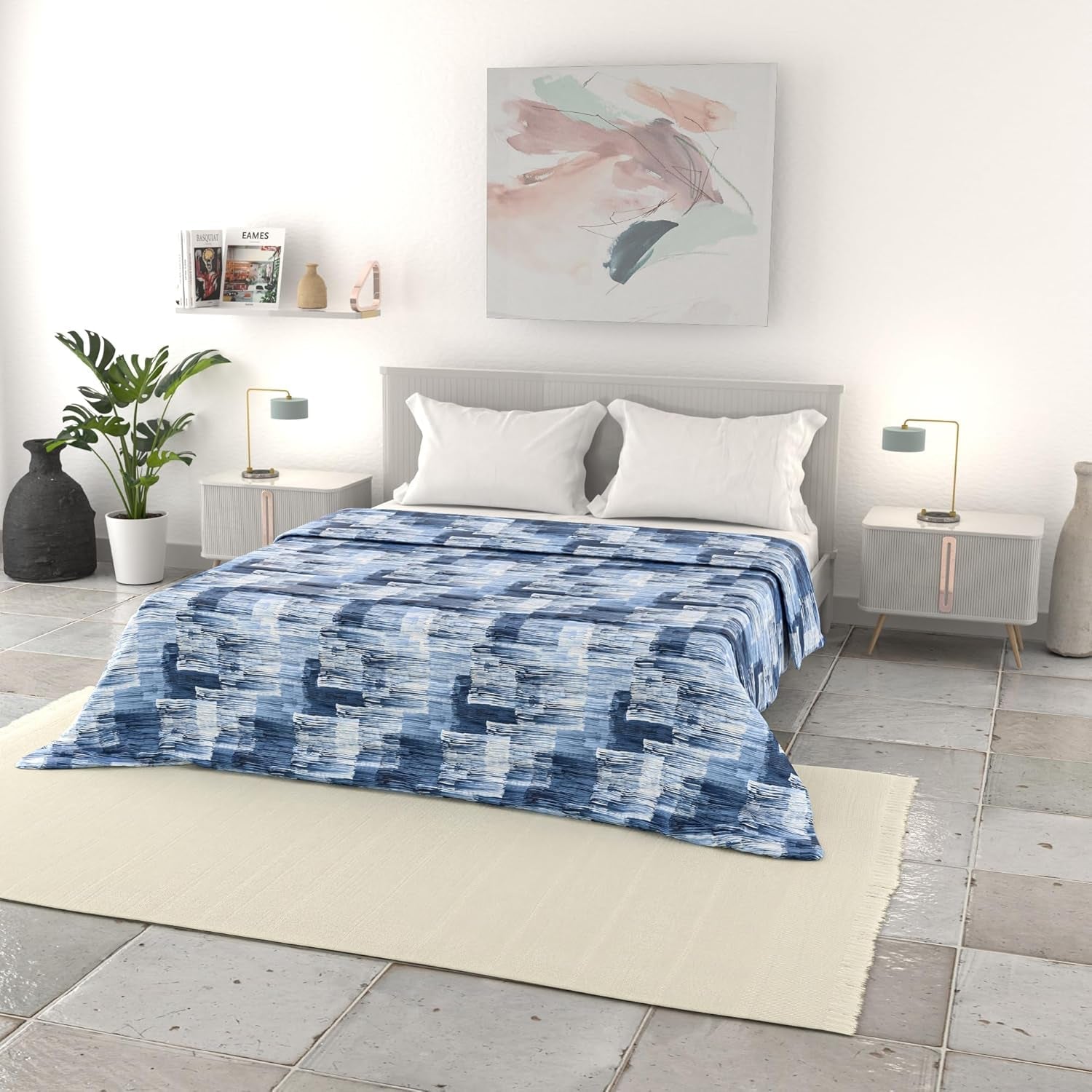 Italské povlečení základní letní přikrývka, potištěné mikrovlákno, 250X240Cm, kruh Přikrývky a přikrývky Naty Shop Dye 250X240Cm