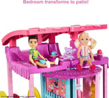 Barbie Chelsea Playhouse – 3 transformující se patra, tajná hřiště, výtah, bazén, skluzavka, 2 domácí mazlíčci a 20+ doplňků, pro věk 3+, HHX44 Naty Shop domečky pro panenky