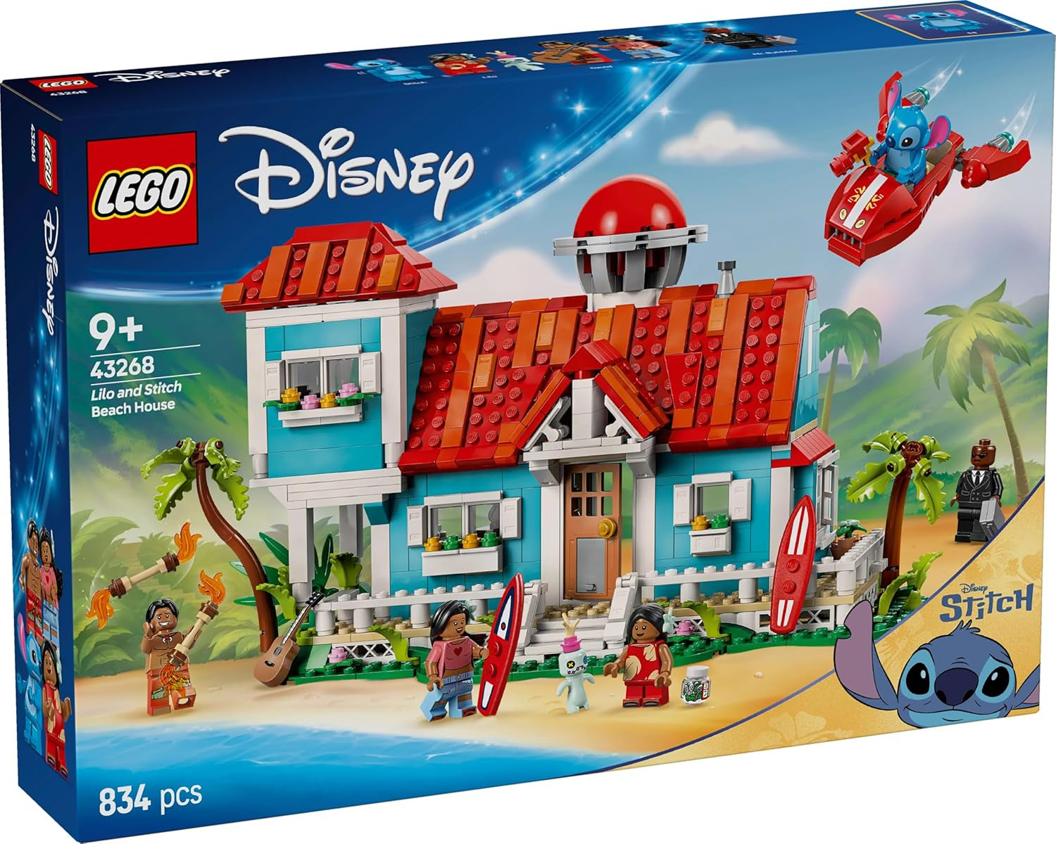 LEGO Ç€ Disney Beach House z "Lilo and Stitch" - Sestavitelná hračka se 6 místnostmi, observatoří, vesmírnou lodí a 5 minifigurkami - dárek k narozeninám pro dívky a chlapce od 9 let a fanoušky 43268 Stavebnice Besuche den LEGO-Store
