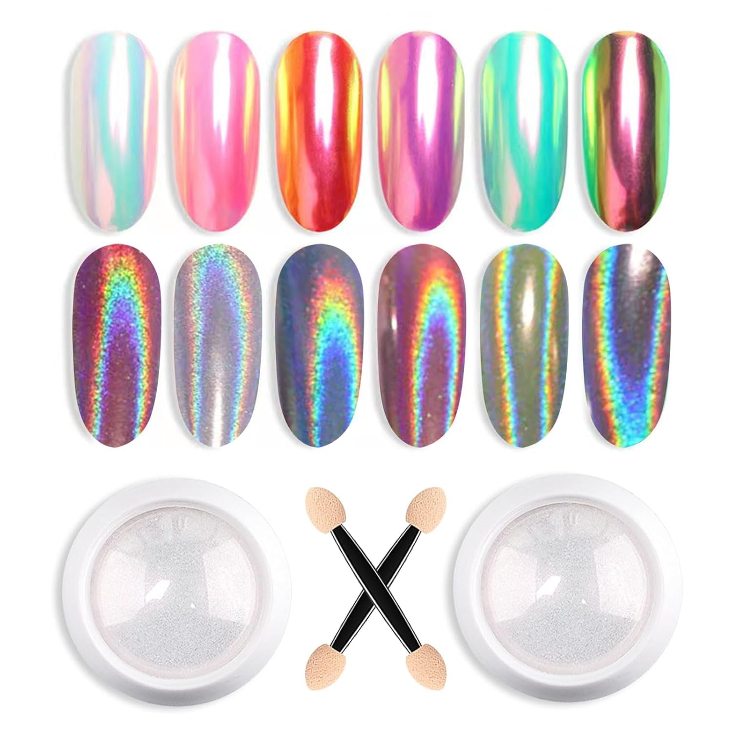 GZSY Nail Art Strasssteine ​​​​Nagel Perlen Weiß 12 Raster Nagel Charms Nageldesign Zubehör Perle Nail Art