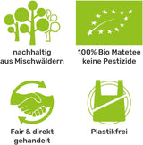 Bio čajová sada Mate ● 3 sortimenty Mate + 2 dvoustěnné šálky Mate z nerezové oceli + 2 bombillas + Návod na vaření (černý)