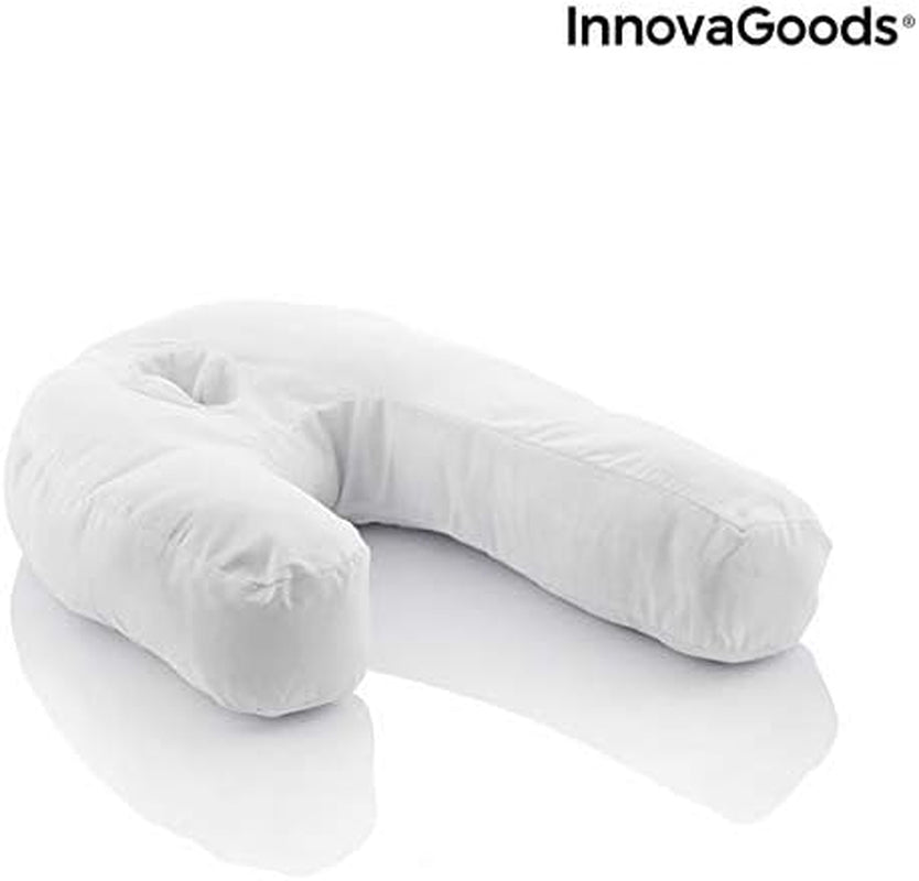 Innovagoods Ergonomický polštář ve tvaru U pro boční spáče, ideální pro těhotenství, podporuje klidné dýchání, omezuje chrápání, bavlna a polyester, bílý, 39 x 57 x 14 cm krční ortopedické polštáře Naty Shop