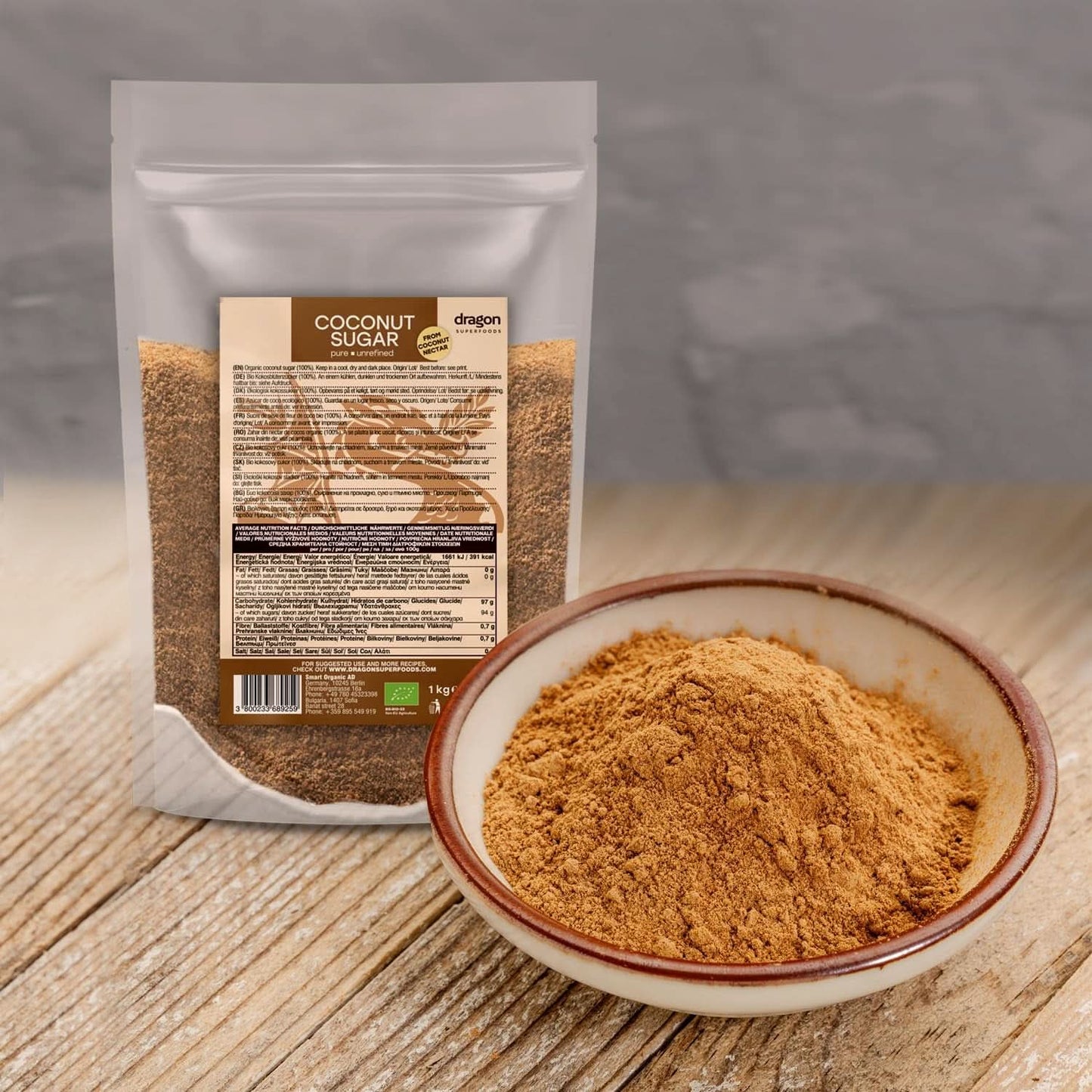 Kokosový cukr-100% bio, nerafinovaný, 1 kg sladidel Naty Shop