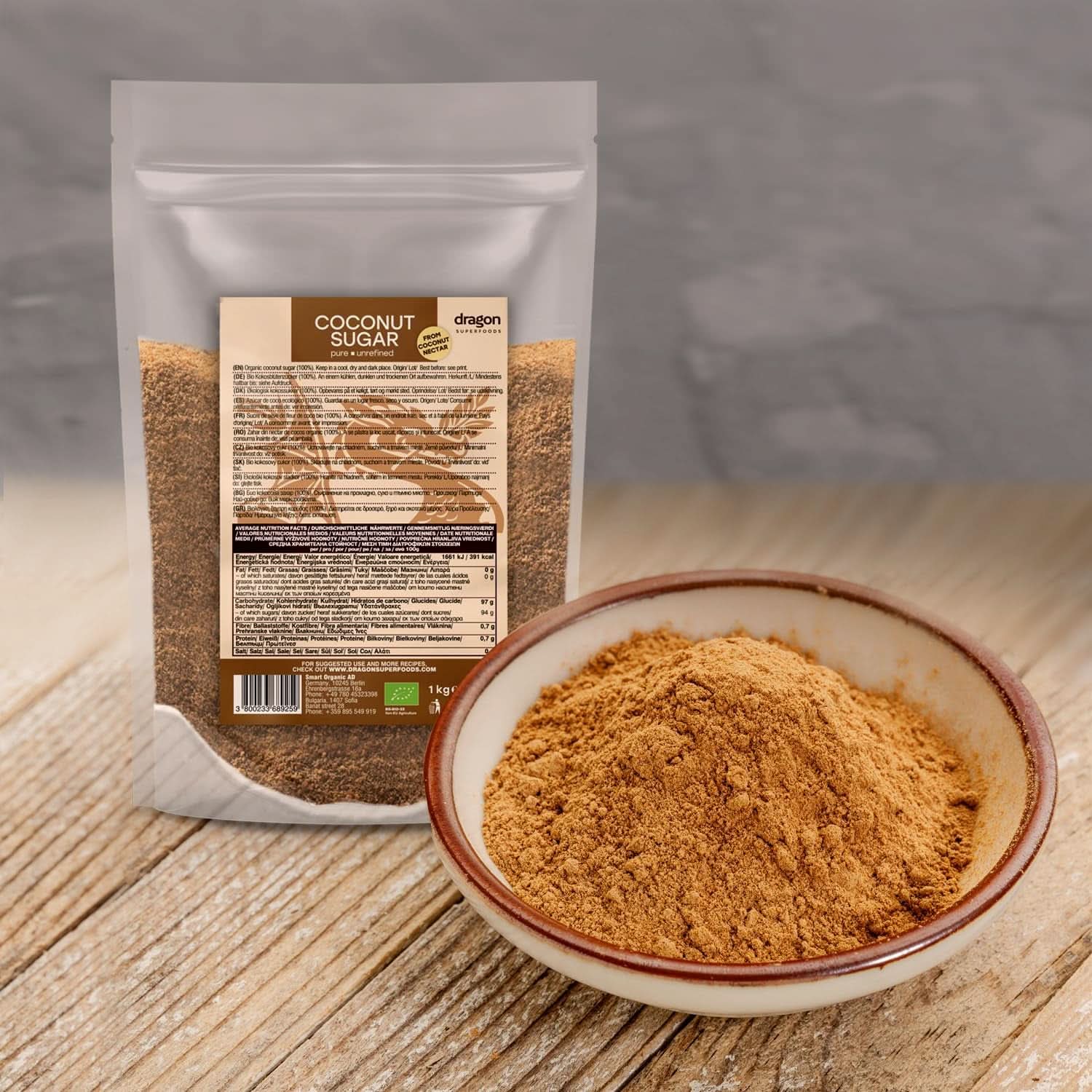 Kokosový cukr-100% bio, nerafinovaný, 1 kg sladidel Naty Shop