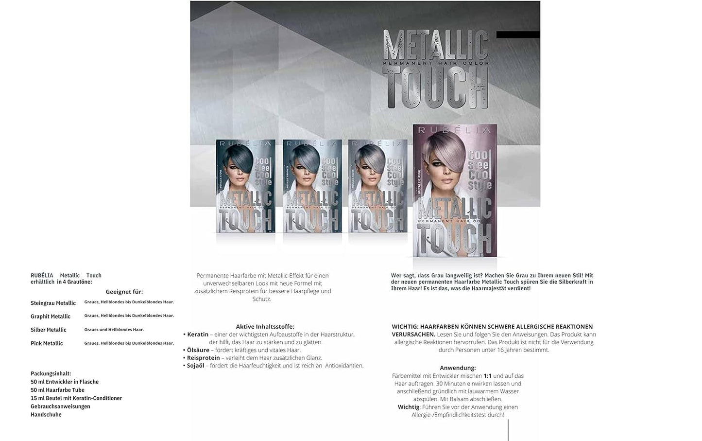 Metallic Touch permanentní barva na vlasy - Metallic Silver, 1 balení - 115 ml Barva na vlasy Naty Shop