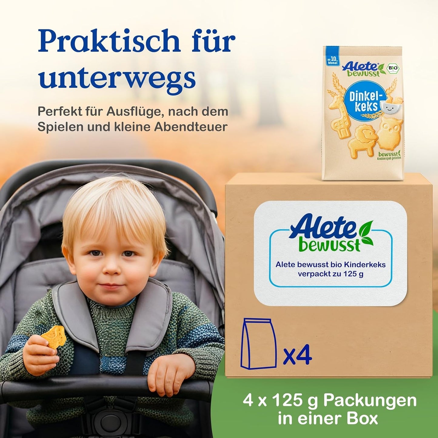 Alete Organic Crunchy Biscuits with Alac (4 x 125g) - Křupavé Alac sušenky pro kojence, bez palmového oleje, od 10 měsíců
