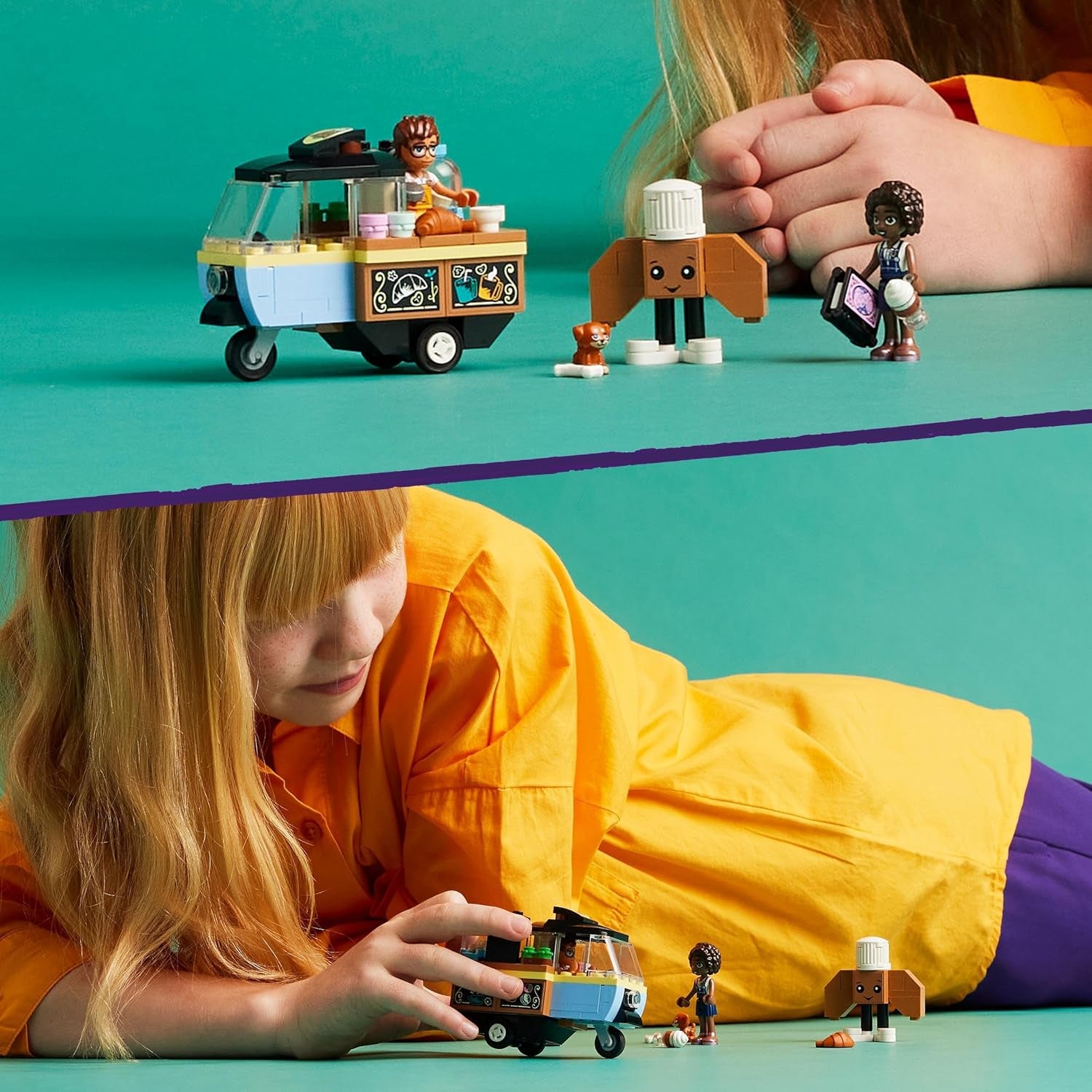 LEGO Friends Rolling Café Malá hračka na pečení pro děti, dárek pro dívky a chlapce 6 let, vzdělávací hračka s Aliyou, Julesem a psem Airou 42606 Stavebnice Beuche den LEGO-Store
