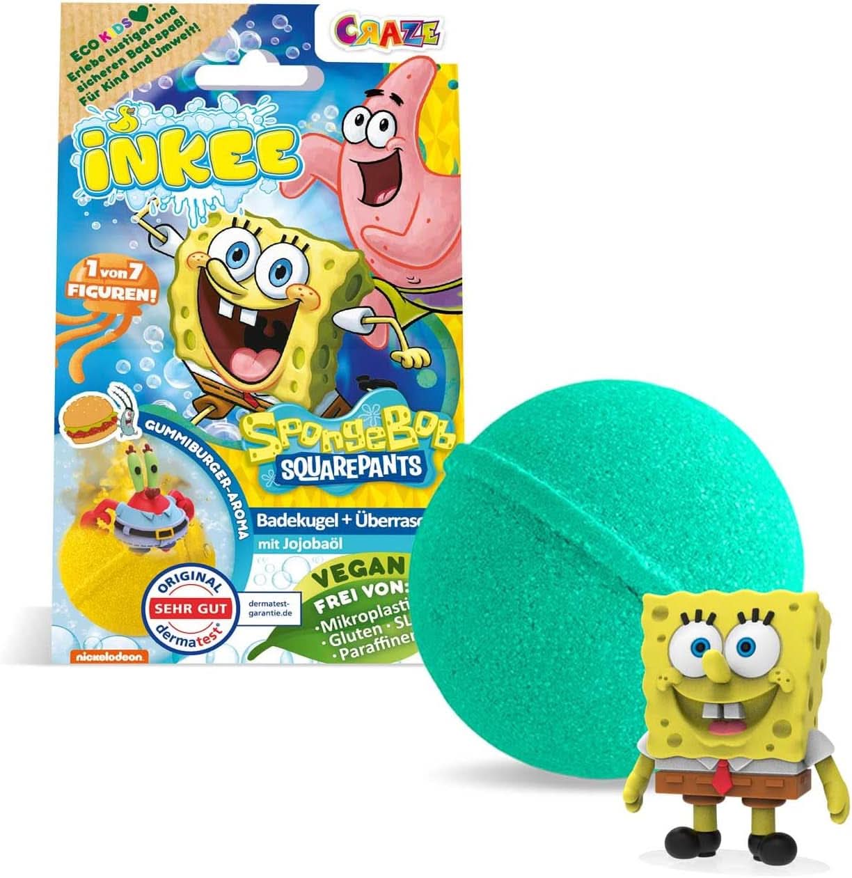 INKEE Spongebob Překvapení pro děti Koupelová bomba SpongeBob SquarePants Sběratelská 80 gramů Naty Shop Spongebob Překvapení Koupelová bomba