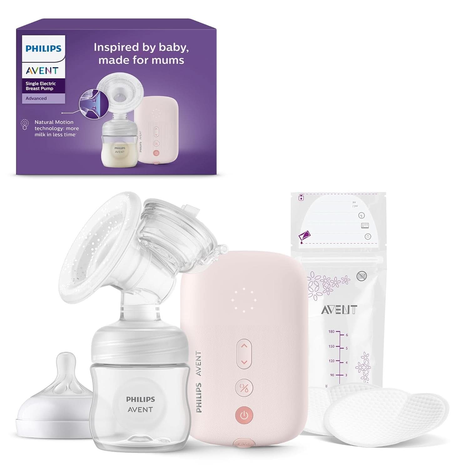 Individuální elektronická odsávačka mateřského mléka Philips Avent – s technologií Natural Motion, pohodlným silikonovým polštářkem Příslušenství Jídlo a kojení Bebe Naty Shop Scf395/31